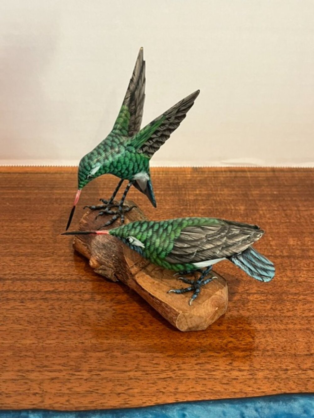 John J. Madison Carved Wildlife Collection Broad Billed Hummingbirds Figurine